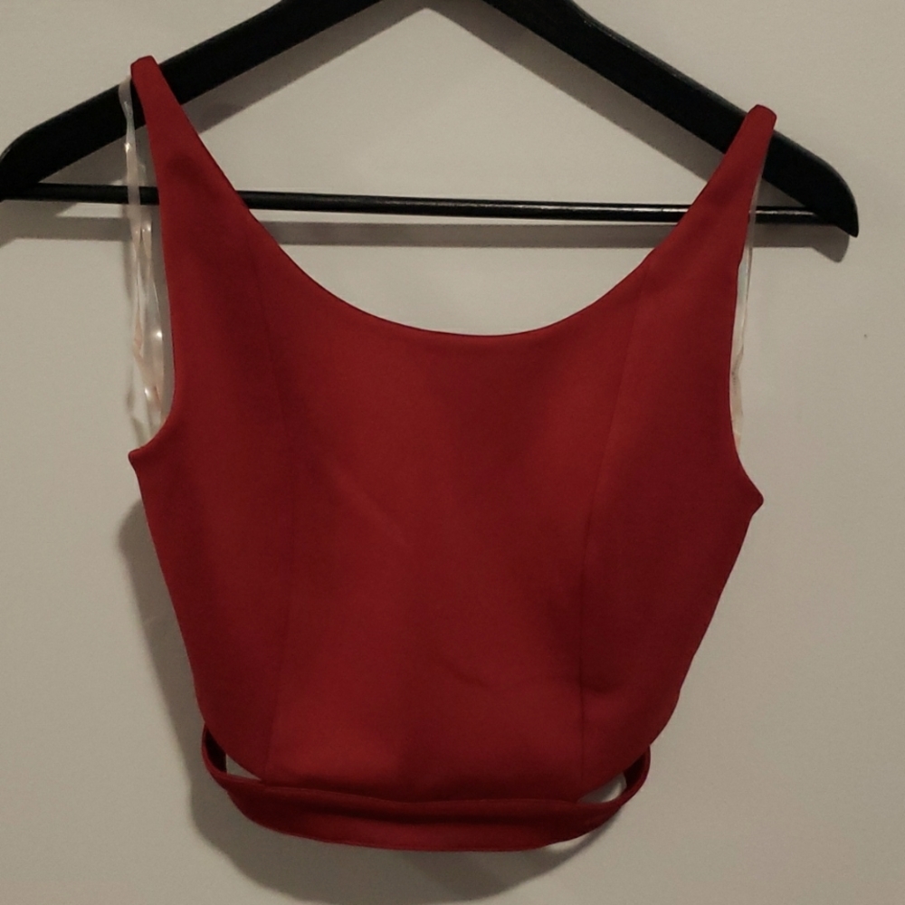 Deep red cut out crop top